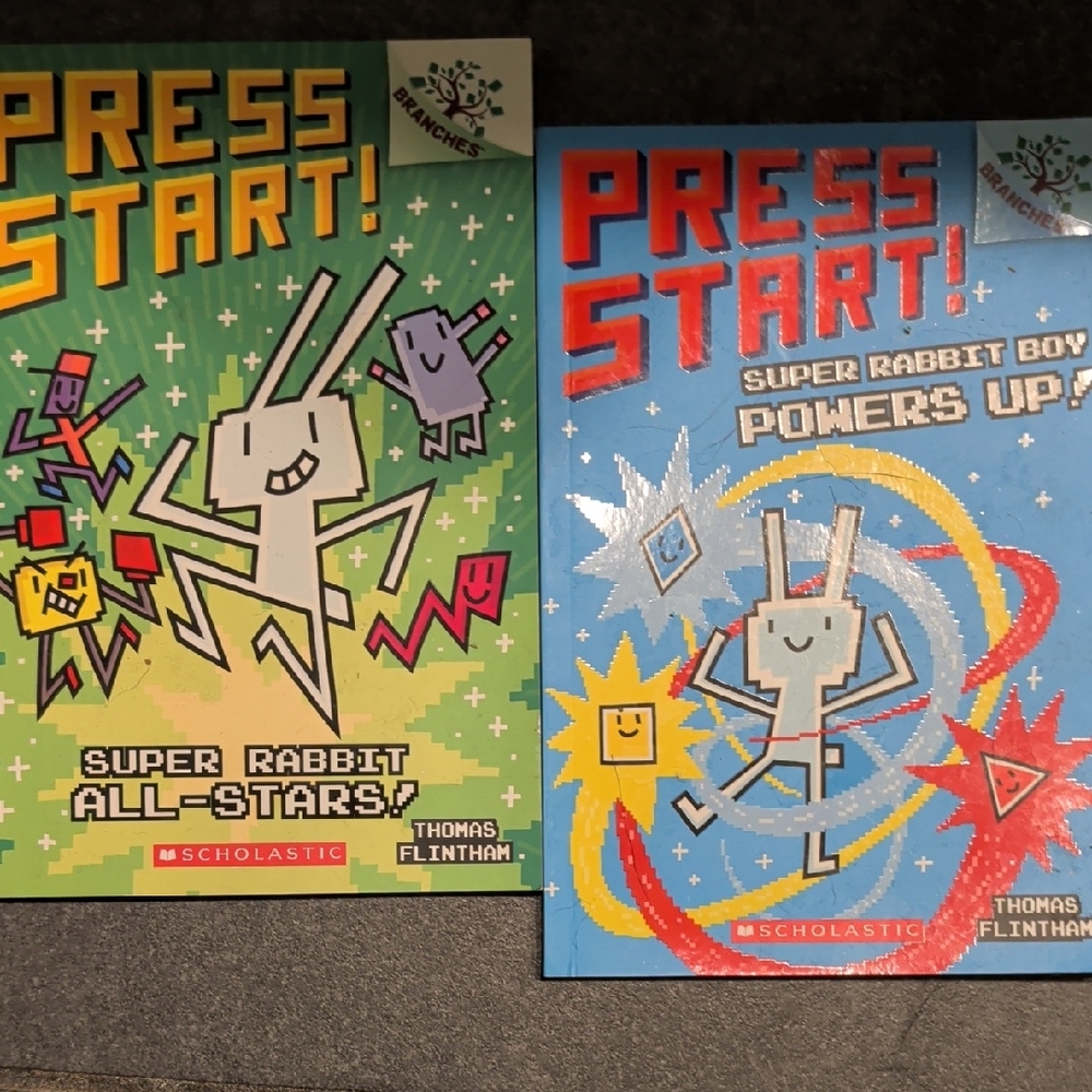 Lot Of 3 -Scholastic Press Start! Super Rabbit All-Stars Powers Up! Book Set